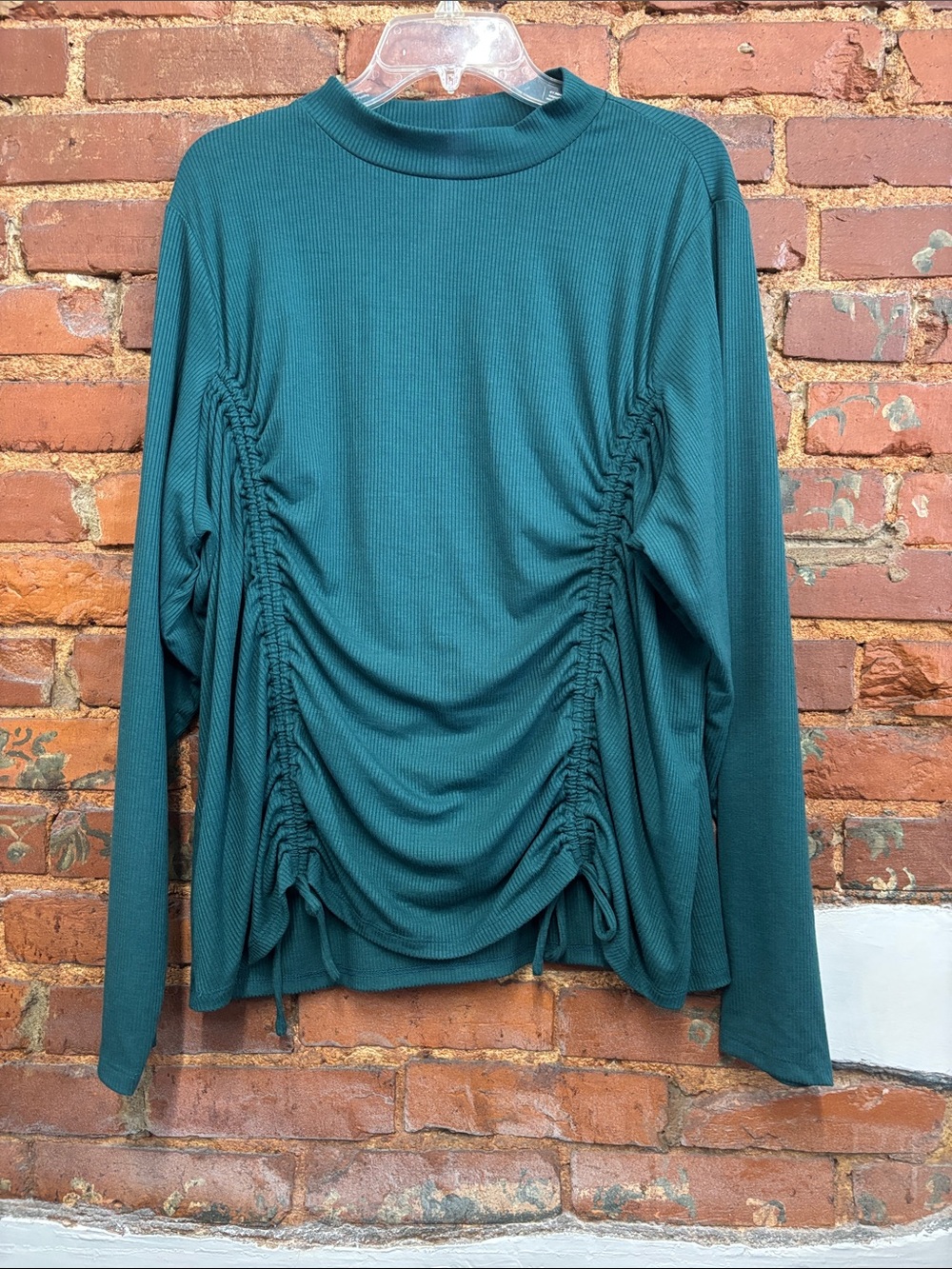 Lane Bryant Teal Side-Ruched Long Sleeve Top Size 22/24